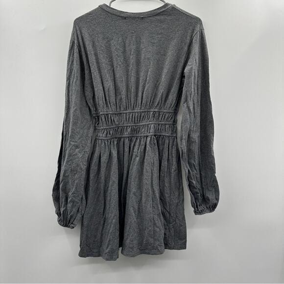Lulus Fashion Win Charcoal Grey Long Balloon Sleeve Pullover Mini Dress Sz M - Picture 6 of 12